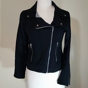 Cynthia Rowley 100% cotton black Moto Jacket Small